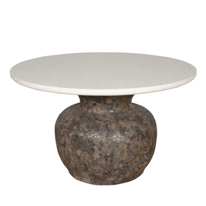 Mesa de Comedor Redonda Moderna con Tapa de Terrazo y Base de Cerámica, Diseño Impermeable y Estable para 4 Personas, Muebles para Comedor, Villa o Parque - Product Image 2