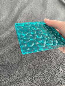 Square Handmade Epoxy Resin Coaster, <b>Gems</b>, Transulcent Ocean Teal - Product Image 2