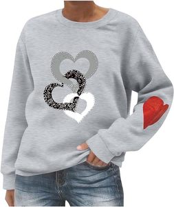 Men's Long Sleeve Crewneck T-Shirt Gray <b>Heart</b> Print Casual Cotton <b>Sweatshirt</b> - Product Image 1