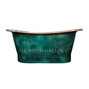 Tinas de baño independientes de diseño tradicional de alta calidad, cobre puro con función de remojo con acabado recubierto de polvo de Pátina verde - Product Image 3