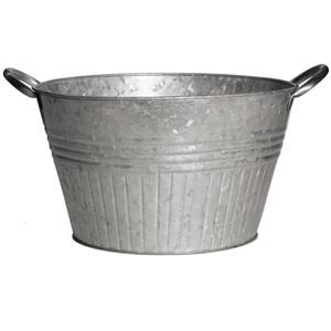 Grand seau en métal galvanisé de qualité supérieure, tendance vintage, avec poignée, pour la décoration extérieure de la maison et du jardin, pot de fleurs - Product Image 1