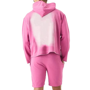 2026 <b>Men's</b> Unisex 100% Cotton Acid Wash Two-Piece Summer Tracksuit <b>Set</b> Quick Dry Streetwear Sweat <b>Hoodie</b> & <b>Shorts</b> - Product Image 3