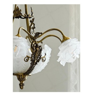 High Standard Quality Classic Bronze Chandelier With Floral Glass Shades <b>Ceiling</b> <b>Light</b> Fixture - Product Image 3