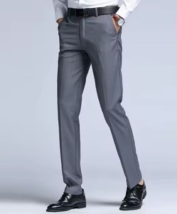 Suit <b>Pants</b> Men Straight Business Office <b>Black</b> Wine Red Plus Size Slim Fit Spring Autumn <b>Work</b> Formal Trousers 100% Polyester - Product Image 5