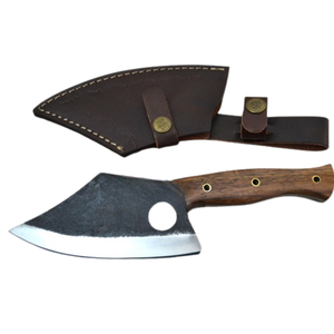 Couteaux de cuisine traditionnels faits à la main avec une lame large et tranchante, manche en bois robuste pour la préparation des légumes et la découpe de la viande - Product Image 1