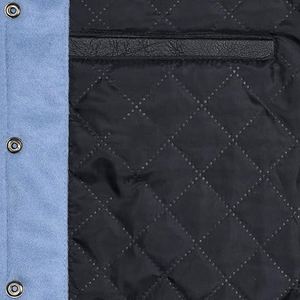 <b>Men's</b> Light Blue Varsity <b>Jacket</b> Customize <b>White</b> Sleeve Breathable Multi Pocket Stand Collar Regular Fit Autumn Wear <b>Men's</b> <b>Jacket</b> - Product Image 4