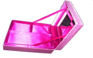 <b>Pink</b> Rectangular Polyester Eco-Friendly Embroidered Purse Mirror Tray Insert Flower Theme Christmas Decoration Silk Foundation - Product Image 5
