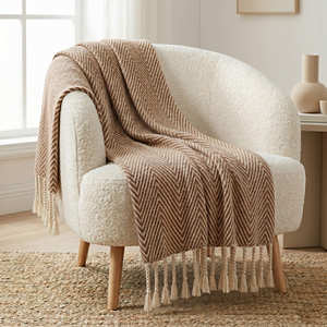 Premium Handloom <b>Woven</b> Bed Throw Rustic Textured Cotton <b>Blanket</b> Wholesale Home Styling Factory - Product Image 2