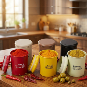 6 Pcs Airtight Iron Canister Jar <b>for</b> Spices <b>Storage</b> or <b>Kitchen</b> Canister Set - Product Image 1