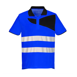 เสื้อโปโลสะท้อนแสงคุณภาพสูง สีตัดกัน ปลอดภัย สีเขียว แขนสั้น แบบเรียบ - Product Image 6