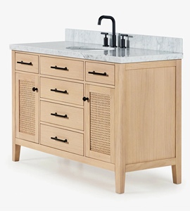 Meuble de salle de bain sur mesure Chloe 55 pouces, meuble sous-vasque simple, chêne blanc, fabricant OEM Vietnamien - Product Image 2