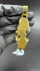 สร้อยคอชุบทองคำสีเหลืองประกายระยิบระยับสำหรับทุกเพศ ประดับเพชรโมอิสซาไนต์ จี้ฮิปฮอป ทำจากเงินแท้ 925 - Product Image 6