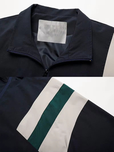 Conjunto Deportivo Personalizado para Hombre ORREN INTERNATIONAL, Chaqueta con Cierre Completo en Bloques de Color Azul Marino, Pantalones Anchos, Poliéster/Algodón, Invierno - Product Image 4