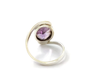 Modern 925 Sterling <b>Silver</b> Amethyst <b>Ring</b> - Natural Oval Purple Stone <b>Plain</b> Band Women Jewelry Wholesale - Product Image 4