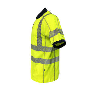 Chemise de travail haute visibilité personnalisée pour homme, à manches courtes, en jersey uni 100 % coton respirant, avec fermeture éclair réfléchissante, uniforme de sécurité - Product Image 3