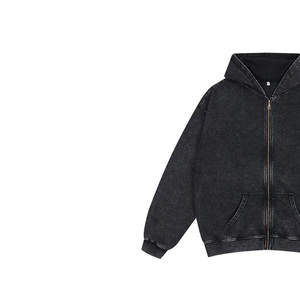 เสื้อฮู้ดดี้ผู้ชายคุณภาพสูง พิมพ์ลายพัฟฟ์ หนัก 420 GSM ผ้าเฟรนช์เทอร์รี่ ซักวินเทจ ซิปหน้า ทรงโอเวอร์ไซส์ สไตล์วิทยาลัย - Product Image 3