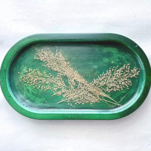 ถาดวางของตกแต่งทางเข้าบ้านทำจากเรซิ่นเซรามิกสีเขียว ดีไซน์ธรรมชาติ ใช้เป็นที่เก็บของจุกจิก หรือใส่เครื่องประดับ - Product Image 1