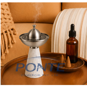 Quemador de Incienso de Mármol Natural Exclusivo con Tapa de Latón, Aromático Árabe Moderno para Oud y Frankincienso, Decoración para el Hogar, Primavera Verano - Product Image 4