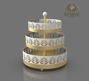 ชั้นวางอาหารทรงกลม 3 ชั้น สแตนเลสสตีล รักษาสิ่งแวดล้อม หรูหรา ใช้กับเครื่องล้างจานได้ เหมาะสำหรับเสิร์ฟกาแฟและขนมหวาน - Product Image 1