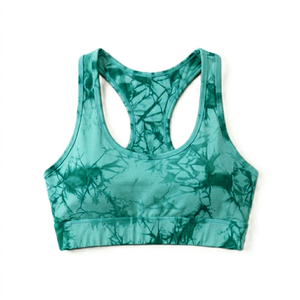 Premium Quality Green <b>Tie</b> Dye Sport Bra Leggings Set High Waist Full Length Knitted Spandex Polyester Breathable Quick Women's - Product Image 3
