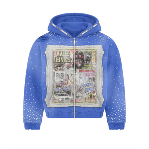 Sudadera con Capucha Eyre Sport Wear Personalizada de Algodón Grueso con Lavado Ácido, Estilo Urbano Oversize con Parches Bordados y Pedrería - Product Image 2