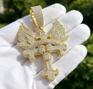Angel Wing <b>Cross</b> Pendant Necklace Zircon Micro Insert Silver Chain Gold Plated Rhodium Plated Jewelry Unisex Gift Daily Wear - Product Image 5