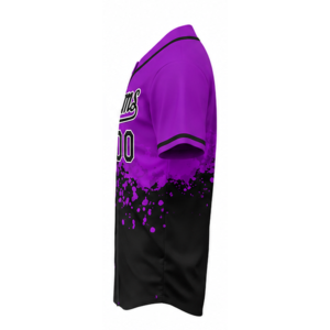 Camiseta de Béisbol Nueva Personalizada de Alta Calidad al por Mayor, Uniforme Deportivo de Poliéster en Color Morado y Negro - Product Image 3