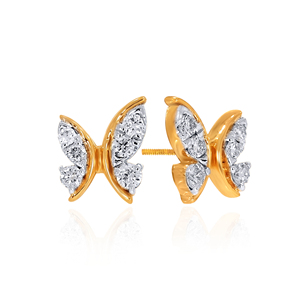 18K Gold Open Butterfly Round Diamond <b>Stud</b> <b>Earrings</b> Round Cut Lab Grown Diamond Fashion Jewelry Gift for Her - Product Image 3