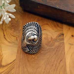 Bague Tête d'Aigle Vintage Couleur Argent Antique Bague Animale Homme Punk Biker Bijou Tendance OEM ODM Vente en Gros - Product Image 1