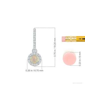 Pendientes de Oro Sólido de 14 Quilates con Ópalo Natural y Halo de Diamantes, Pendientes Redondos con Ópalo, Fabricante OEM ODM, Regalo para Novia - Product Image 2