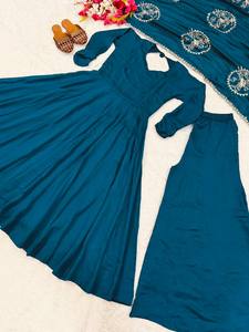 Vestido de Fiesta TENNECY para Mujer, Nuevo Diseño, Bordado de Seda Vichitra, Sin Arrugas, Secado Rápido, Largo hasta el Tobillo, Estilo Elegante - Product Image 5