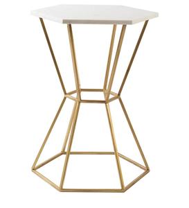Modern Hexagonal Marble Top <b>Console</b> <b>Table</b> with <b>Gold</b> Metal Frame Living Room Accent Furniture - Product Image 2
