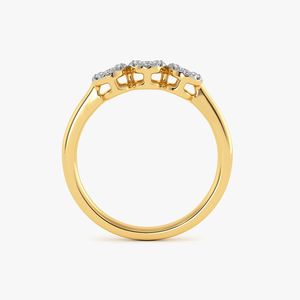 Yellow Gold Three Circle Cluster Lab Grown Diamond Ring - Product Image 3