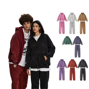 Ensemble de survêtement pour homme en coton 100% écologique, couleur beige uni, à capuche, décontracté, sweat-shirt à manches longues, pantalon de jogging, deux pièces - Product Image 6