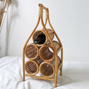 Unique Liquor Shelves Handmade Natural Stand Rattan <b>Drinks</b> Bottle Holder Wooden Wine Rack Wholesale <b>bar</b> Furniture - Product Image 3