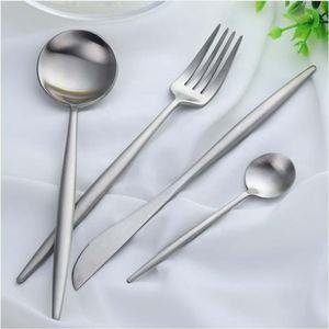 Eco Friendly Travel Stainless Steel Straw Fork Spoon Set New Luxury Design Silver Plated With <b>Long</b> Round Portable Handle - Product Image 3