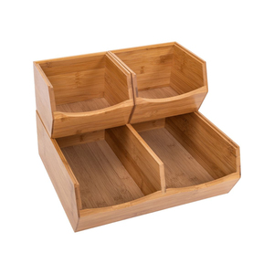 Wholesale Wooden Storage Basket With Open Front Eco-Friendly Unfinished Pine Wood <b>Crate</b> For Kitchen Pantry Organization - Product Image 3