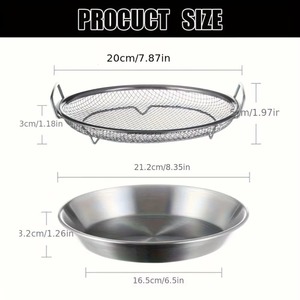 Heavy Duty Stainless Steel Frying <b>Rack</b> with Tray, Foldable Metal Mesh Basket for Oil Draining, Dishwasher Safe - Product Image 3