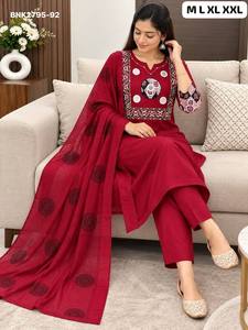 Meilleure Qualité Exportations Blue Needle BNK2795 Tenue de Soirée Kurti, Pantalon et Dupatta Gujarati Brodé en Mal Chanderi Fabricant Inde - Product Image 4