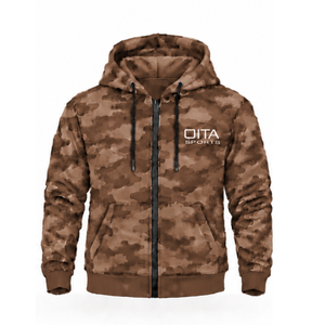 Light Brown Camo Tracksuit Unisex <b>Full</b> <b>Zip</b> <b>Hoodie</b> Jogger Pants Set Customized Camouflage Sportswear Casual Training Outfit - Product Image 1