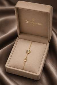 ELVORA GEMS Pulsera Minimalista con Cadena Chapada en Oro de 18K, Cristal con Engaste de Bisel, Colgante Circular de Perla de Agua Dulce, para Uso Diario de Mujeres - Product Image 5