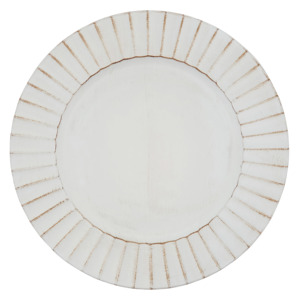 Assiette de service en bois blanc vieilli style vintage |   Assiette de présentation décorative à bords côtelés style Shabby Chic pour un service de table élégant lors de banquets - Product Image 1