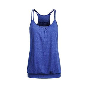 Camiseta sin mangas de punto azul para mujer, cuello redondo, informal, transpirable, color liso, longitud regular, ropa deportiva de poliéster - Product Image 1