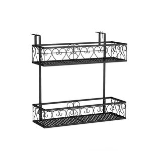 2-Tier Adjustable Metal Plant Stand with <b>Hooks</b> for <b>Displaying</b> Flower Pots on Balcony or Porch - Product Image 3