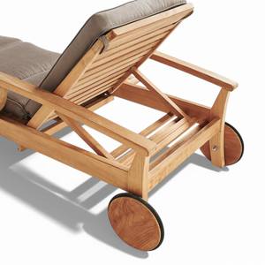 <b>Luxury</b> Outdoor Solid Teak Wood Garden Beach Lounger Adjustable Reclining Sunbed with Wheels Cushions for Hotel Resort Poolside - Product Image 6