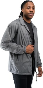 Men's Gray Waterproof <b>Coach</b> Jacket Casual Turn-down Collar Polyester Shell Regular Fit Autumn Outerwear - Product Image 2