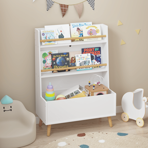 Scaffale bianco per bambini con libro e portariviste giocattolo organizzatore di libri Organizer - Product Image 3