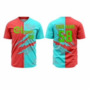 Uniforme de baseball personnalisé OEM, logo d'équipe personnalisé, nom, 100% polyester respirant, séchage rapide, manches courtes, poches, unisexe, adulte - Product Image 3