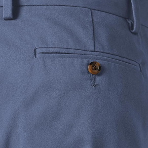 Pantalon chino bleu pour homme, coupe droite, taille mi-haute, fermeture boutonnée, tissu tissé, style printemps, décontracté chic - Product Image 6