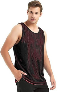 Débardeur de basket-ball et de lacrosse réversible pour homme, respirant, en maille, séchage rapide, anti-humidité, anti-bactérien, 100 % coton - Product Image 2